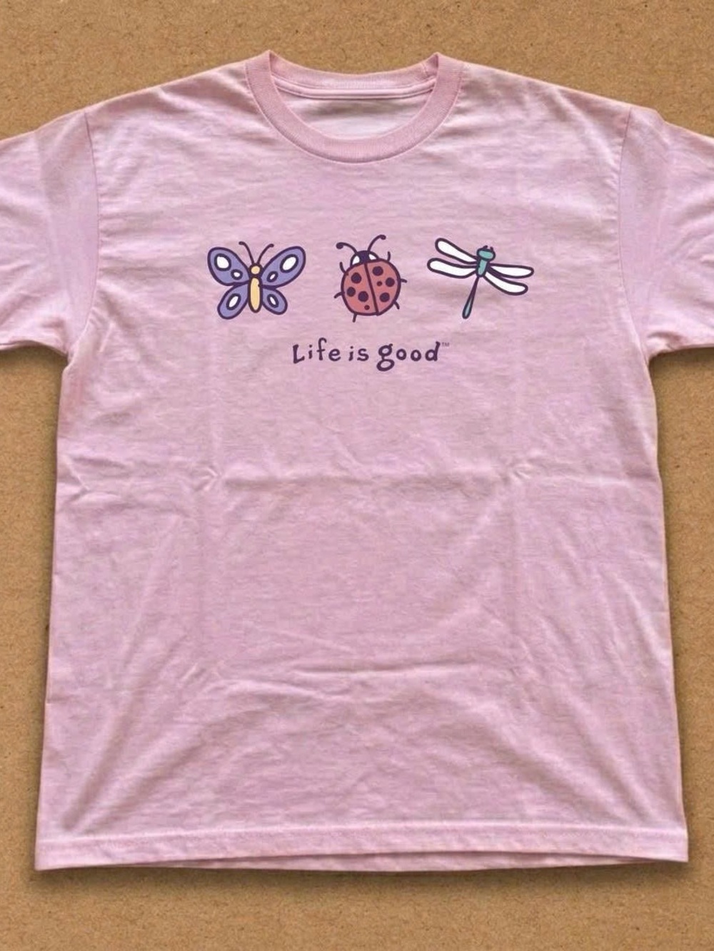 Gildan Light Pink Short-Sleeve Tee with Butterfly, Ladybug & Dragonfly Graphics